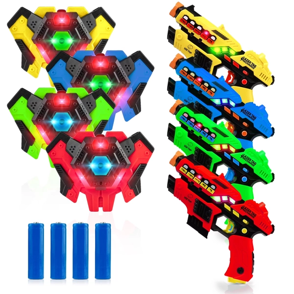 USA Toyz 4pk Laser Tag Blasters and Foam Play Toy Guns Set with Vests for Ages 8 Years and up
