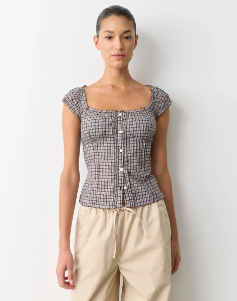 Frill Cap Sleeve Blouse