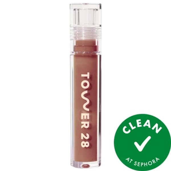 Tower 28 Beauty ShineOn Lip Jelly Hydrating Non-Sticky Lip Oil Almond 0.13 oz/ 3.9 mL