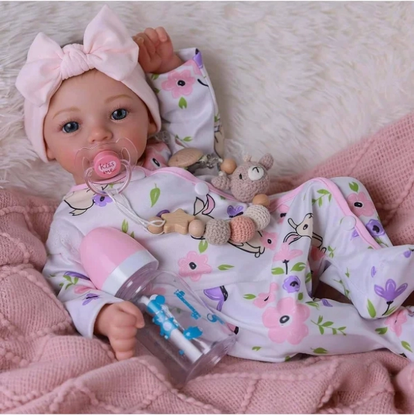 BABESIDE Reborn Baby Doll Girl - 17 Inch Lifelike Reborn Doll Soft Cloth Body, Realistic Newborn Girl That Looks Real With Clothes & Accessories For