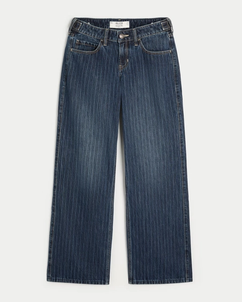 Hollister Andi Adjustable Waist Low-Rise Pinstripe Baggy Jeans