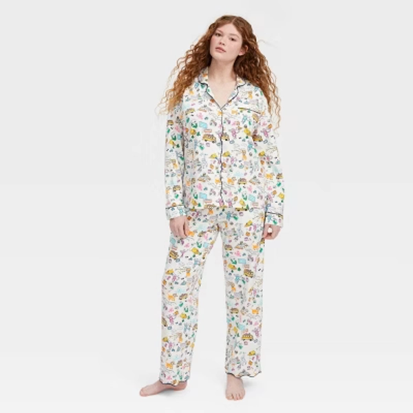 Women's Roadtrip Long Sleeves and Pants Pajama Set Blue/Yellow/Pink - Roller Rabbit x Target  M