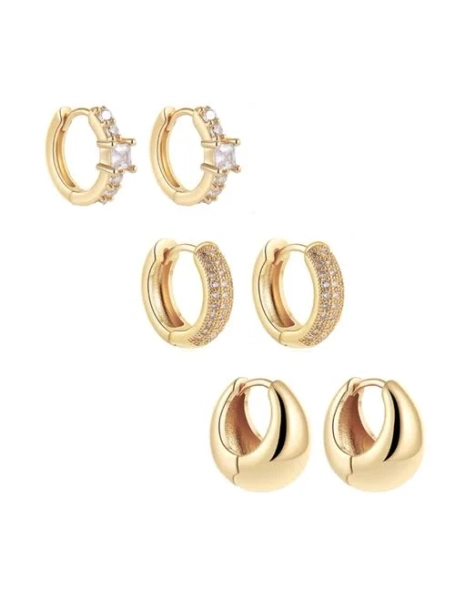 Hollywood Sensation Dainty Huggie Hoop Earrings (3 Pairs)