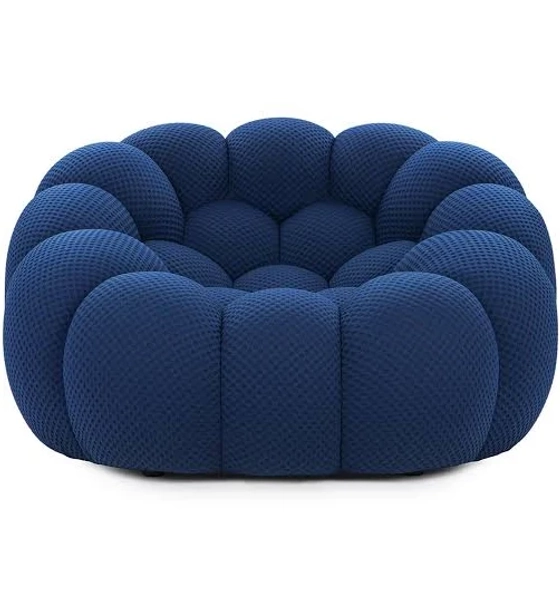 Navy Waffle Jersey Postmodern Lounge Chair