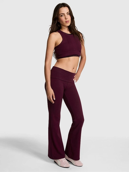 Purple Rose Foldover Flares Leggings