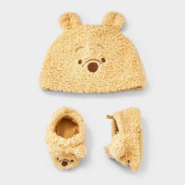Baby Winnie the Pooh Hat and Bootie Set - Cloud Island™ Beige 0-3M