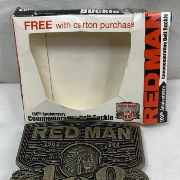 Red Man 100TH Anniversary Commemorative Belt Buckle 1904-2004 Box