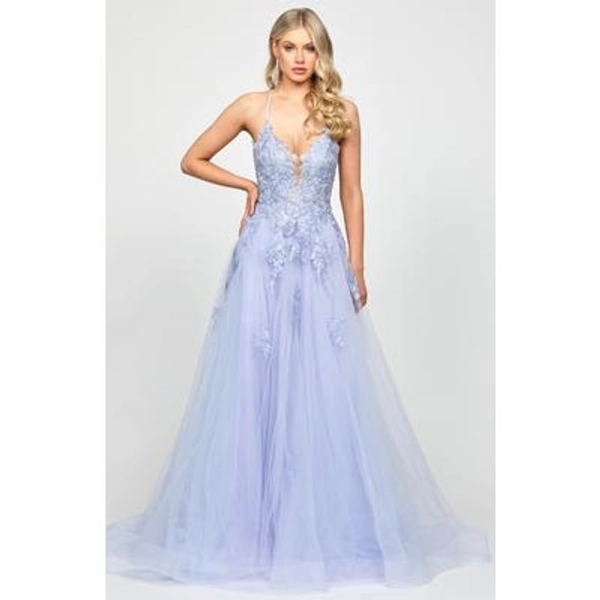 Bariano Rosalee Embellished Ball Gown in Powder Blue at Nordstrom, Size 8