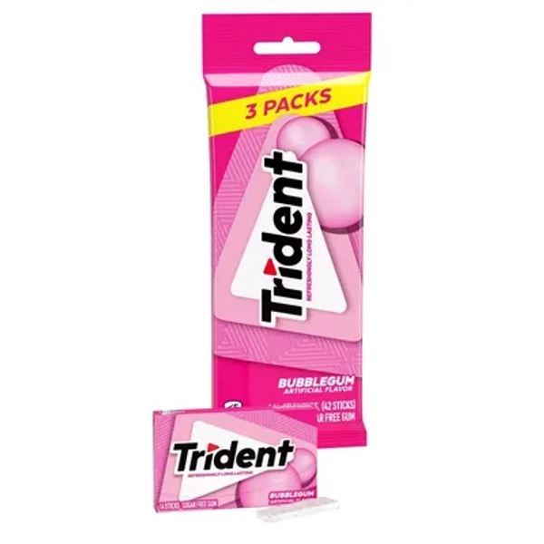 Trident Bubblegum Chewing Gums - 2.816oz/3pk