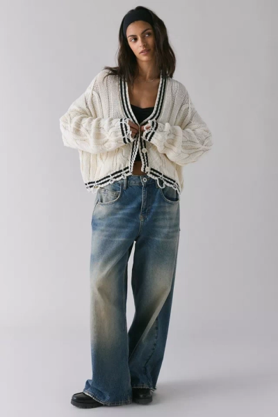 The Ragged Priest Blast Distressed Cable Knit Cardigan