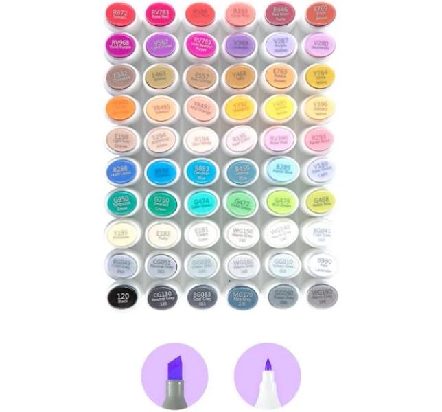 Ohuhu Kaala Slim Broad and Fine Dual Tips Alcohol Art Markers