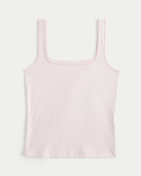 Ribbed Seamless Fabric Square-Neck Tank