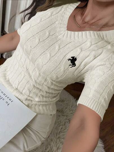 Women's Knit Short Sleeve T-Shirt, Casual, Elegant, Versatile, Slim Fit, Suitable For Summer, Autumn, Winter, Business, Commute, Vacation