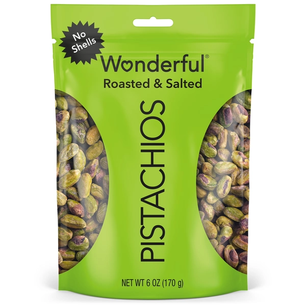 Wonderful Pistachios No Shells Roasted & Salted Nuts, 6 Ounce Bag - Walmart.com