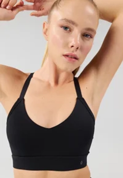 ESSENTIAL MEDIUM SUPPORT SPORTS BRA WITH ADJUSTABLE CROSS BACK - Urheiluliivit: keskitason tuki - black