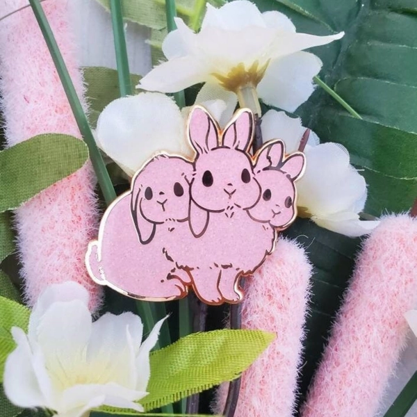 Noble Cerberus Bunny Pastel Pink Enamel Pin