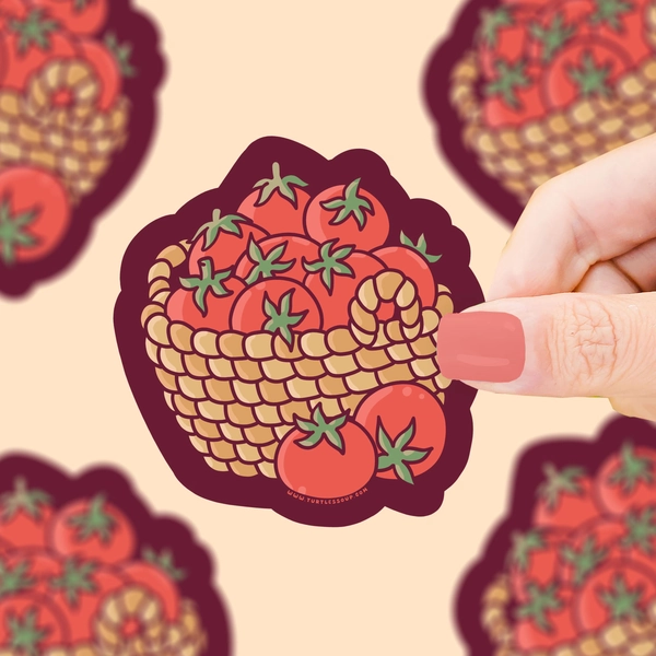 Tomato Basket, Fruit, Spring, Butterflies, Picnic, Tomatoes, Foodie, Nature, Waterproof, Dishwasher Safe, Vinyl Sticker
