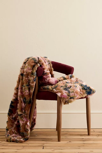 Seren Floral Jacquard Faux Fur Throw Blanket