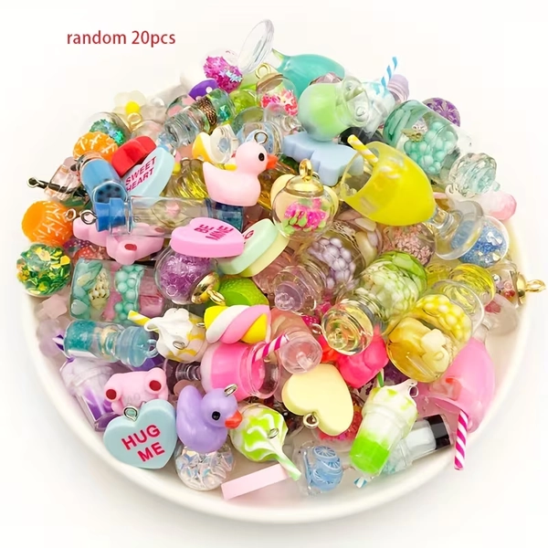 30pcs random mixed resin charms glass ball transparent - Temu