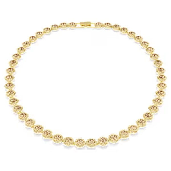 Una Angelic necklace, Round cut, Caramel, Gold-tone plated