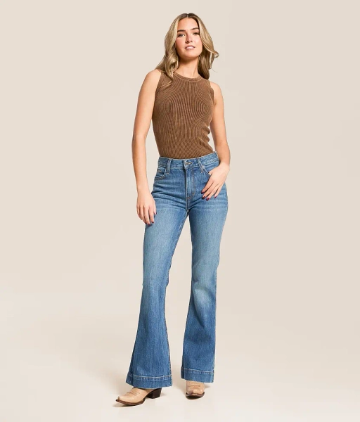 2 Mid Wash Jennifer Ultra High Rise Flare Jean