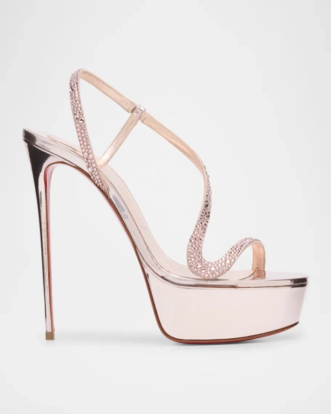 150mm Rosalie Alta Strass Platform Slingback Sandals