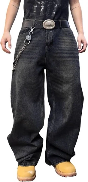 Men's Streetwear Hip Hop Baggy Jeans X-Large / B14 Black