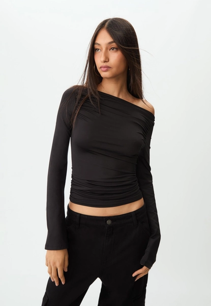 T-shirt met lange mouwen en ruches