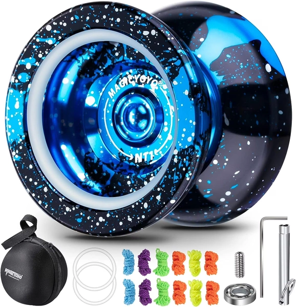MAGICYOYO N11 Professional Unresponsive Yoyo, Dual Purpose Metal Yo-Yo  (Black Blue Silver)