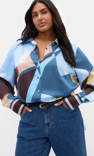 Amaya Abstract Print Shirt - blue