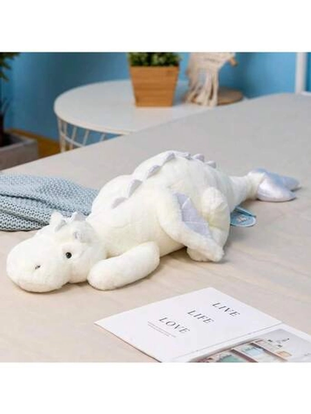 35.4" Weighted Peluche Dragon Plush, Soft And Sturdy Plushie Dragon Stuffed Animals For Kids And Adults, Kids Toys, Christmas Gifts,  Stocking Stuffers, Medium White Dragon Stuffed Animal