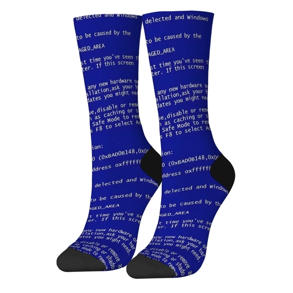Codice errore computer Calzini da uomo creativi Novità Divertenti calzini Happy Crew Harajuku Calzini hip-hop retrò da strada Regalo casual per feste