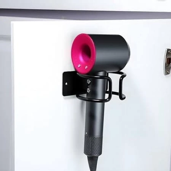 Universal Hair Dryer Holder Wall Mounted, Self Adhesive Blow Dryer Hanger Compatible with Most Hair Dryers, Stainless Steel Hairdryer Holder Rack for