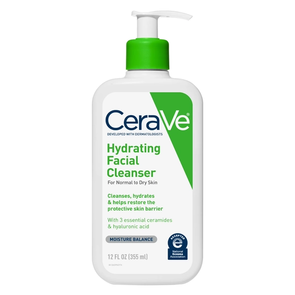 CeraVe Hydrating Facial Cleanser for Normal to Dry Skin, Daily Face Wash for Dryness, 12 fl oz - Walmart.com