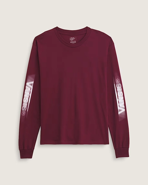 Blur Drop Long Sleeve T-Shirt in Burgundy | Vans