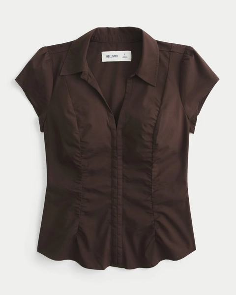 Short-Sleeve Ruched Shirt