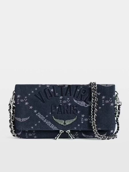 Pochette Rock Denim Monogram Marine Femme | Zadig&Voltaire
