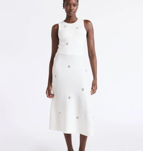 Free Assembly Women's Sleeveless Beaded Midi Sweater Dress