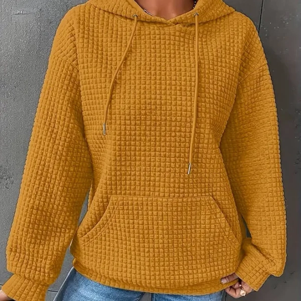 Fashion hoodies Women's Waffle Hooded Sweatshirt Soft Round Neck Long Sleeve Pullover