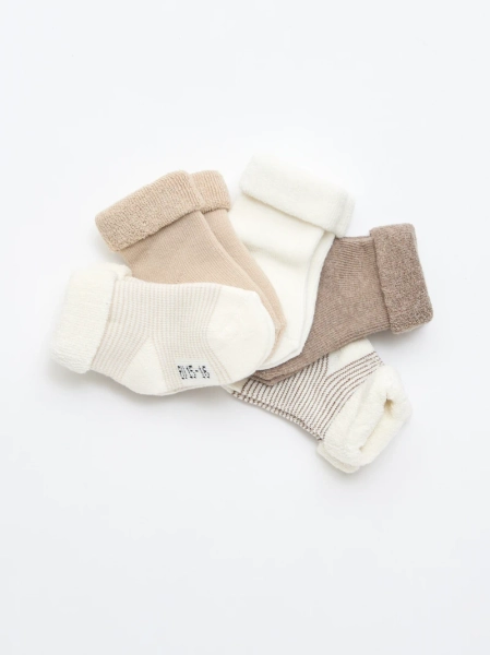 Lot de 5 paires de chaussette avec revers en coton - Beige