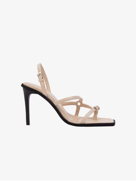 Vicki Vegan Apple Leather Heeled Sandals | Cream - UK3 / EU36 / US6