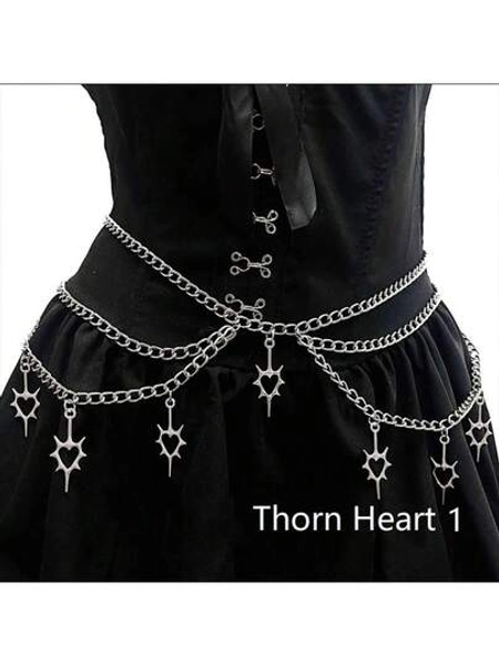 Punk Goth Steam Punk Five-Pointed Star Waist Chain, JK Accessory Skirt Chain, Subculture Waist Belt, Y2K