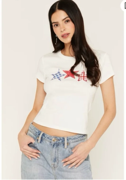 Originality Women's Star Patch Baby Tee