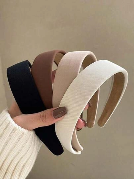 4pcs 38cm/14.96in Circumference Women's Vintage Elegant Solid Color Headbands, Fashion Versatile Hair Accessories Suitable For Daily Wear, Washing Face, Makeup, Outfit Matching ,Head Piece