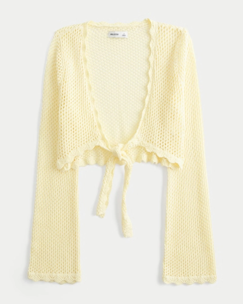 Long-Sleeve Tie Front Shrug