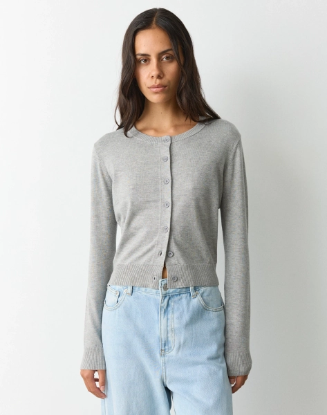 Scoop Neck Knit Cardigan