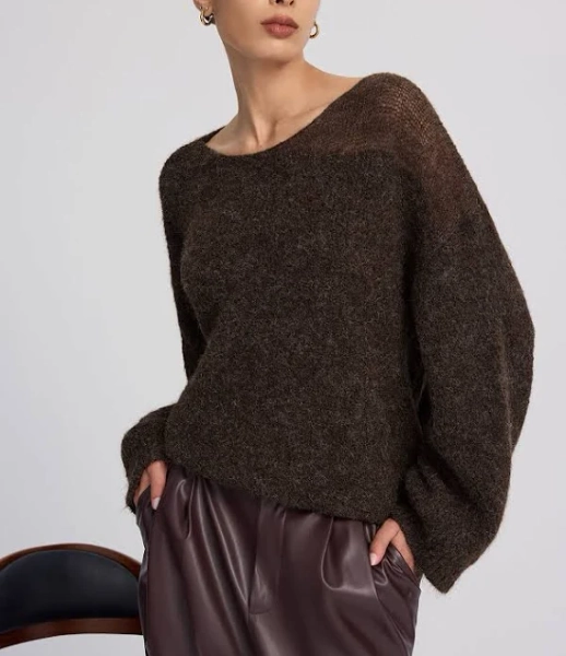 Sheer Paneled Mohair Knit Sweater