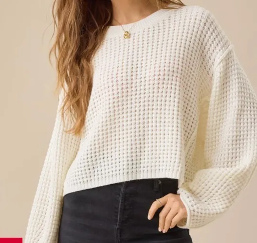 Makayla Waffle Cropped Sweater