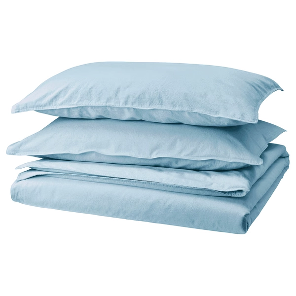 ÄNGSLILJA Copripiumino e 2 federe - grigio azzurro 240x220/50x80 cm