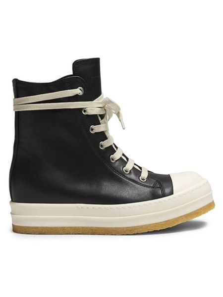 Rick Owens Women's Creep Leather High-Top Sneakers - Black Milk - Size 6